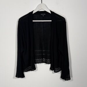 Notations Black Lace-Trim Cardigan